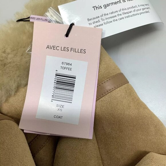 NEW AVEC LES FILLES Women's Coat Faux Shearling Moto Toffee Size XS - Picture 7 of 7